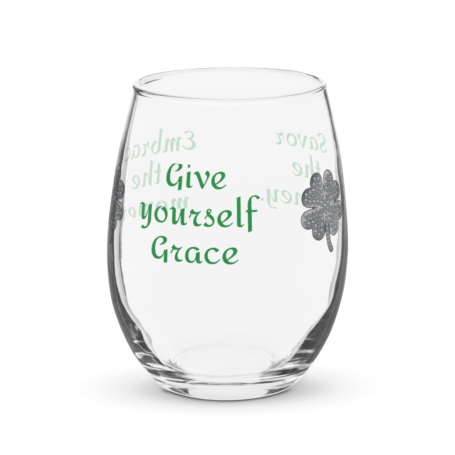 Give Yourself Grace Stemless wine glass